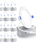 12 Pack 4 Inch Ultra Thin LED Recessed Ceiling Lights With Junction Box 3000K Warm White 9W 75W Equivalent Dimmable Downlights, set of lights