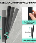 Massage Comb Handheld Shower Set, Adjustable 11.41 inch, Matte Black, with Push-Button Height Adjustment.