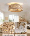 XINGSIYUELYX Boho Rattan Caged Fandelier Ceiling Fans with Lights featuring woven paper-rattan shade and 8-inch ABS fan blades.