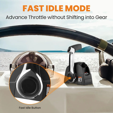 Outboard Throttle Control Kit With No Fuss Remote Gear For Johnson Evinrude 1996 And Up Boats Includes Fast Idle Button For Easy Starting And Warm Up Smooth Throttle Response 5006186 Marine Engine Control, showing fast idle mode feature