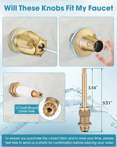 Metal 3 Piece Shower Knob Set With Handle Flange Replacement For Verve Tub And Shower Faucets Hot And Cold Remodel Kit Brushed Gold Easy Install Upgrade installation guide
