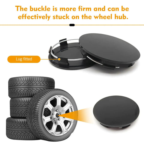 Upgrade Your Ride With These Universal Car Wheel Center Caps, 2.36 Snap In Design Fits Any Vehicle, Rust Proof Abs Plastic Hub Covers Set Of Four showing wheel hub cap and tires.