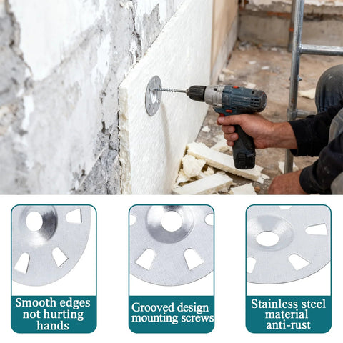 Ranstac foam board washer, stainless steel wall fastener for fixing foam board panels, installed with a drill