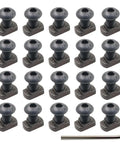 24 Piece M Lok T Nuts And Screws Replacement Kit With Allen Key For M Lok Rails, shown in arranged set of durable steel fasteners.