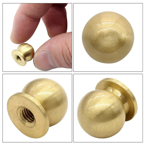 Set Of 4 Round Solid Brass Cabinet Knobs In Gold Finish Half Inch Diameter 12mm Includes Standard Screws And Screwdriver