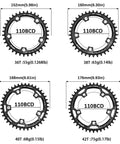 Round 110 BCD Chainring Narrow Wide 36T to 42T for 7 to 12 speed chains aluminum 7075 black with beefy retention for Shimano SRAM cranks