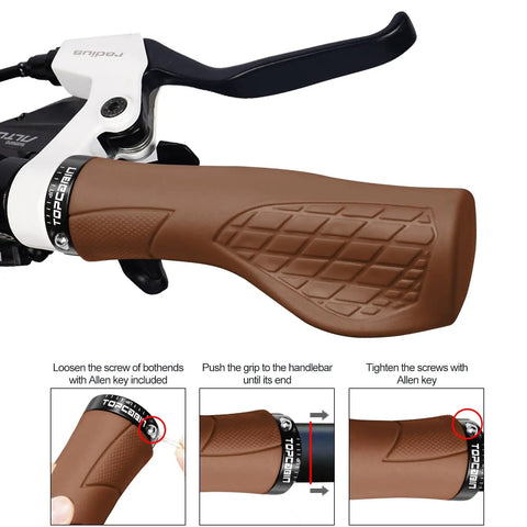 Lock On Ergonomic Bicycle Handlebar Grips With Aluminum Inner Ring 130mm Long Fit 20 To 23 Mm Bars Cushioned Anti Vibrations