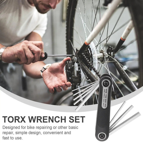 Beavorty Folding Hex Key Set 8-Pc Multifunctional Wrench Kit With Flat Head Screwdriver Gear Perfect For Bike Repair Home Diy And Workshop Maintenance Projects That Look Dope., 8-pc folding hex key set, hardened steel, for bike repair