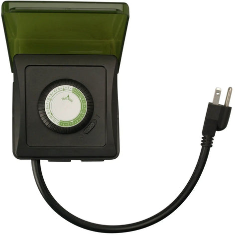 Heavy Duty Mechanical Timer With Dual Outlets Badass Weatherproof Design For Outdoor Automation Program In 30 Minute Increments handle