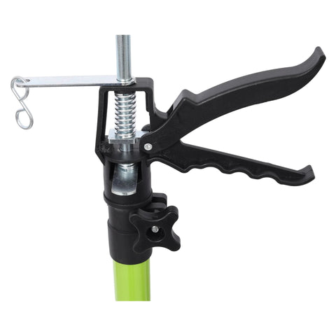 Espidoo adjustable support pole with lever clamp on green steel rod, front view