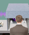 Rock Solid Desktop Soundproof Vocal Recording Booth Cube Featuring Heavy Duty Acoustic Foam Panels For Podcast Mic Isolation and Zero Noise Interference, 23.6in size, used for clean audio.