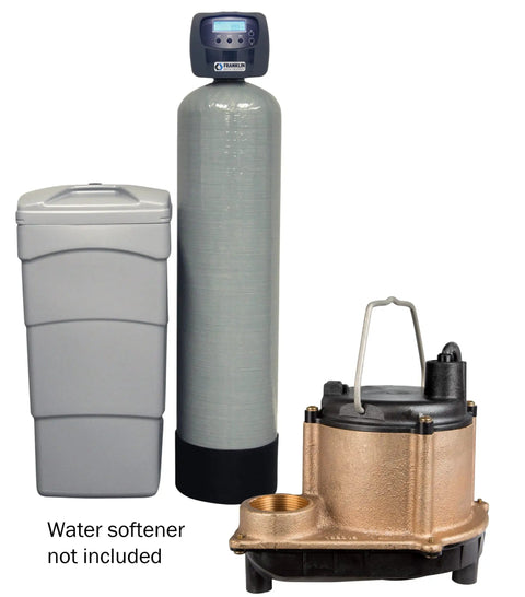 Badass 115 Volt Cast Bronze Submersible Sump Pump With 4 Or 10 Horsepower And 3240 Gallons Per Hour Non Clog Impeller shown in display with tank.