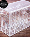 12 Pack Clear Acrylic Hinges Self Adhesive Transparent Piano Strips For Cabinet And Aquarium Lids Straight Up Durable Furniture Hardware No Sweat DIY Setup Smooth Finish 35X30MM in clear storage box with compartments.