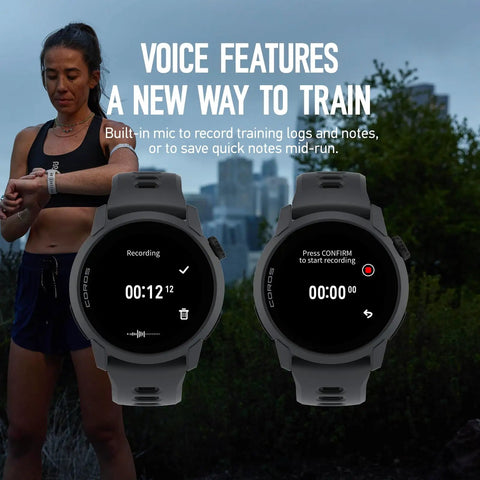 PACE 4 Ultralight Sport GPS Watch With 1.2 Inch AMOLED Screen and Voice Features displayed on a woman's wrist.