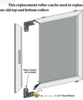 Diagram of heavy duty sliding screen door tension spring rollers with one and one quarter inch steel concave ball bearing wheels