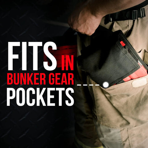 Firefighter Pocket Tool Organizer Pouch With Webbing Carry Handle fitting in bunker gear pocket