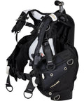 Women's Axiom Jacket Style Dive BCD with Wrapture Harness and SureLock II Weight System in white gold, medium, side view.