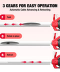 3 gears for easy operation on Heavy Duty Cordless Electric Drain Auger Zero Cord Drama Slick Clog Buster Plumbing Pipe Cleaner.