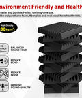 High Density Acoustic Foam Soundproofing Wedges For Walls And Studio Banish Noise Like A Pro With Fire Resistant Design stacked black wedges.