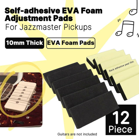 12 Pack 10mm Thick EVA Foam Adjustment Pads for Jazzmaster Pickups Self Adhesive Anti Vibration Pickup Covers Precision Cutting and Enhanced Support 70 by 30 by 10 mm