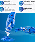 Max CG Cordless Pool Vacuum For Commercial Grade Cleaning And Heavy Duty Power Handheld Rechargeable Swimming Pool Cleaner
