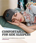 Person using Comfy Sleep Headphones Wireless Headband With Bluetooth 5 Point 4 And Ultra Thin HD Stereo Speakers 3 In 1 Sleep Mask