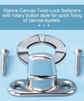 Top Shelf Quarter Turn Fasteners 15 Pack, Rock Solid Zinc Alloy Canvas Twist Locks For Outdoor Gear, rotary style with screws included.