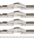 Four Pack Bridge Shaped Cabinet Hinges With Heavy Duty 10kg Capacity, Soft Close, Cold Rolled Steel Plated, Easy Install shown