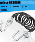 Heavy Duty RV Class III Tow Safety Cable Kit With S Hooks, 7 Ft Coiled Cables, 7500 Lb Capacity, 2 Pack Replacement BX88196 displayed.