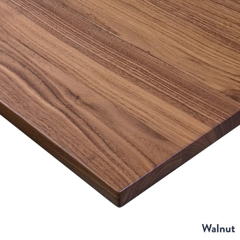 Close-up view of the walnut surface of the Straight Up Solid Hardwood Ergonomic Standing Desk With Sleek Dual Drawers For Chill Work From Home Setup And Premium Walnut Gray Finish You Will Definitely Love.