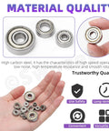 Ultimate Six Sizes Ball Bearings Kit With 36 Pieces 693ZZ 623ZZ 624ZZ 685ZZ 687ZZ 627ZZ in hand and close-up