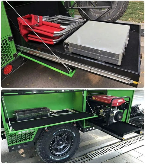 Heavy Duty Full Extension Ball Bearing Drawer Slides One Pair With Lockable Positioning Wheels Boss Level 400 Pound Capacity, storage on trailer.