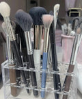 Clear Acrylic Test Tube Holder Rack With 16mm Wells 12 Unit Lab Organizer for pens and brushes on a desk