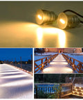 Recessed Outdoor LED Deck Step Lights 12-24V Low Voltage In-Ground Landscape Lighting 1W 3000K Warm White IP67 Waterproof for pathways and gardens