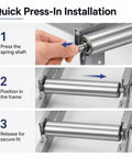 Heavy Duty Two Pack Conveyor Roller Set 24 Inch Length 1 Inch Diameter Galvanized Steel Rollers installation steps