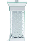 Glam Glass Room Table Lamp With Mirrored Accent 13 By 13 By 30 Inches Silver Finish base detail with crystal glass elements