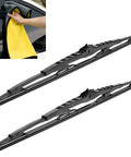 No Fuss 32 Inch Rv Windshield Wiper Blades Pair Durable Rubber Streak Free Heavy Hitter With 9Mm J Hook Adapter and towel in use.