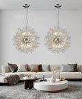 Living room with Dope Modern Crystal Firework Chandelier With 12 Lights In Chrome Stainless Steel Sputnik Style Dandelion Pendant