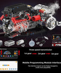 Realistic V12 Engine Model Kit That Runs Visible MOC Car Engine Project For Gearhead Enthusiasts With Motor, Lighting And Exhaust STEM Engineering Toy Set For Adults, Builds Durable, Interactive Engine Display, APP control, 1610-piece model