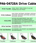 Drive Cable 946-04728A OEM Replacement For Lawn Mower 6HP Briggs Stratton Engines Compatible With Troy Bilt TB200 Craftsman M210 Yard Machines And More fit chart