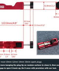 Universal Spark Plug Gap Tool With 32 Blades Steel Feeler Gauge For Most 10mm 12mm 14mm And 16mm Spark Plugs Red Aluminum Gapper