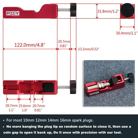 Universal Spark Plug Gap Tool With 32 Blades Steel Feeler Gauge For Most 10mm 12mm 14mm And 16mm Spark Plugs Red Aluminum Gapper
