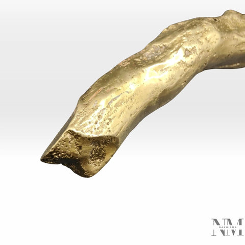 Branch Shaped Cabinet Handle Dope Farmhouse Vibe Solid Brass Drawer Pull With Antique Gold Finish close-up of branch texture