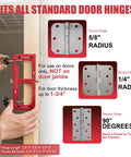 Premium Aluminum Door Hinge Jig And Lock Installation Template Kit For Dead On Router cuts on standard door hinges with radius specifications.