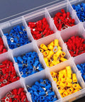 Get Your Wiring Done Right With This Massive 1200 Piece Assorted Insulated Crimp Terminals Set Featuring Ring Fork U-Type Spade And Butt Connectors For All Your Electrical Projects. plastic insulated crimp terminals in assorted red blue yellow bins