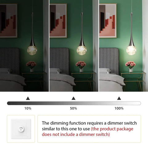 Three Pack 12W Adjustable Led Bubble Glass Orb Pendant Lights For Kitchen Island And Vanity Mounts In Brushed Nickel Finish over bedside tables