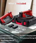 Cordless Vacuum Lifter For Glass And Tile With 21 Cm NBR Base 440 Lbs Max Load, shown with accessories and storage box.