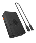 Blazing Fast Thunderbolt 4 Docking Station For Dual M.2 Nvme Ssd Drives With Raid Mode And Usb4 Hub, compact black design with USB-C cables.