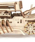 Dope Mechanical Grand Prix Car Wooden 3D Puzzle 348 Parts Build 13.8 Inch Model With Realistic V8 Engine Moving Fan 16 Valves Three Transmission Modes Rubberized Wheels Spring Front Fork Vintage Racer Look side view