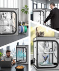 3D Printer Enclosure With Built In Ventilation Kit For Bambu Lab A1 And A1 Mini Combo Fireproof Dustproof Constant Temp Cover With AMS LED Light 520x600x700mm shown in various settings
